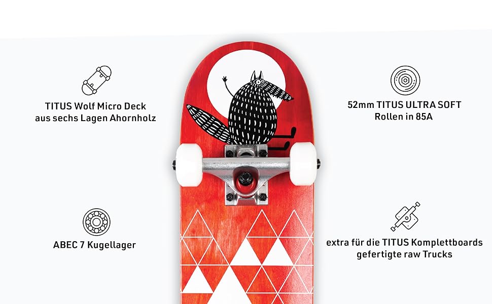 Скейтборд TITUS Micro червоний 6.5