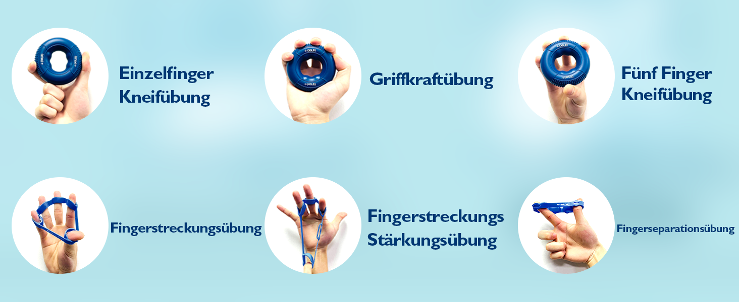 FitBeast Griffkrafttrainer: Набір для тренування хватки та м'язів рук (9 шт.), синій