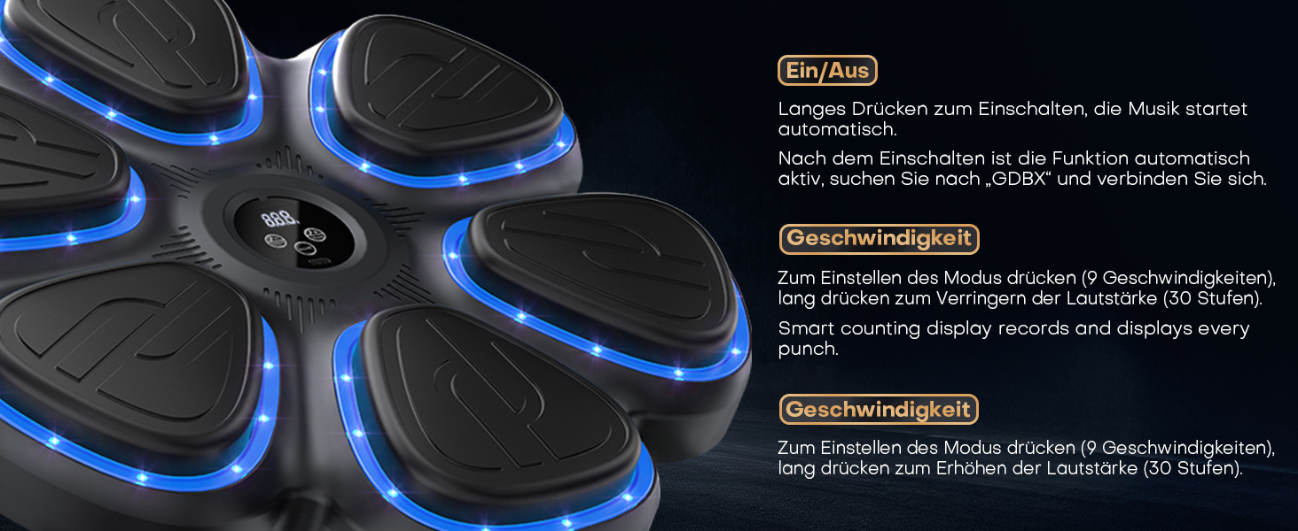 Музична боксерська машина BESSERITE з підсвіткою та рукавичками, для дорослих та підлітків