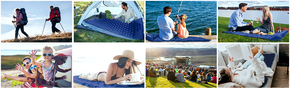 Надувна ізольована матрац Zodight Isomatte Outdoor для кемпінгу та відпочинку на природі, 200 см, блакитний