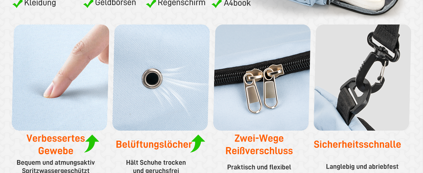 Спортивна сумка HENMI для залу та подорожей, містка сумка для спорту 43Л з відділенням для взуття та вологих речей, складана дорожня сумка (Синя)