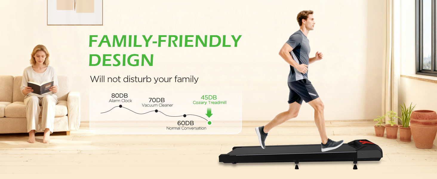 Cozary Walking Pad - біговий килимок для дому з нахилом, робочий стіл, 2-6 км/год, для офісу, з пультом та керуванням через додатки, двигун 2.5HP, LED-дисплей, вантажопідйомність 120 кг