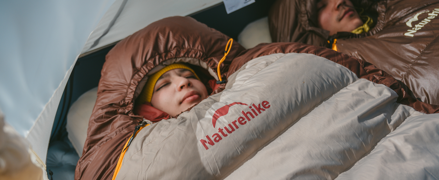 Спальний мішок Naturehike Snowbird Entendaunen, 400g, Khaki/M, для кемпінгу та подорожей