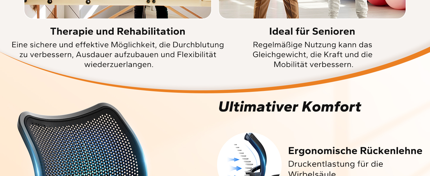 Велотренажер MERACH Liegeergometer для дому з 8 рівнями регулювання опору, легкий, з Bluetooth, LCD-дисплеєм та датчиками серцевого ритму, чорний