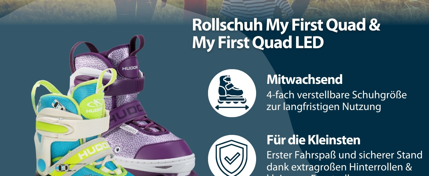 Дитячі ролики Hudora My First Quad - розміри та кольори, для дітей до 20 кг, регульовані, безпечні, з великими колесами (26-29)