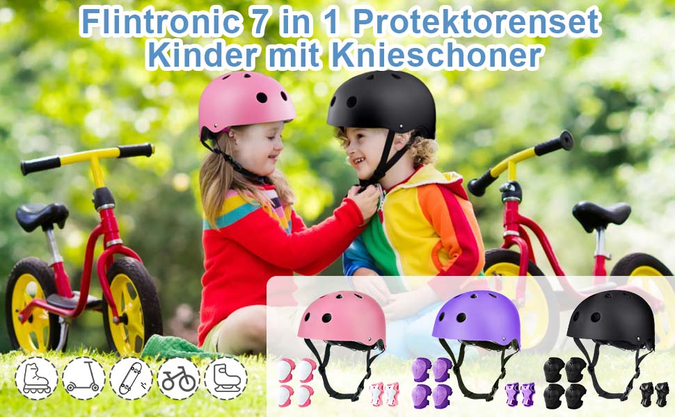 Дитячий велосипедний шолом Flintronic, захисний шолом для скейтборду, самоката, роликів та BMX, регульований, для дітей 2-13 років