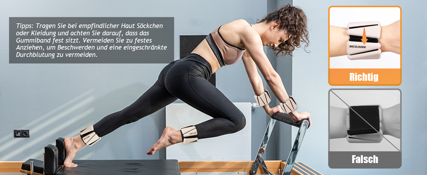 Набір обтяжувачів для ніг та рук BECOJADDE (0.45kg/0.9kg) - 2 шт. Регульовані манжети для занять фітнесом, йогою, пілатесом, ходьбою, бігом. Підходять для жінок та чоловіків. Колір: бежевий. Вага пари: 1.8 кг