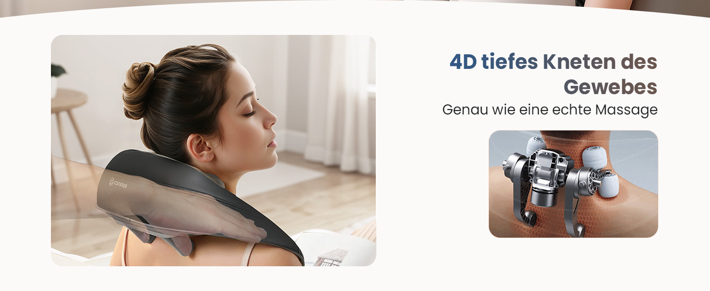 COMFIER 4D Шиацу масажер для шиї та плечей з підігрівом, бездротовий масажер для спини, шиї та плечей, для зняття болю в шиї, плечах і ногах, подарунок