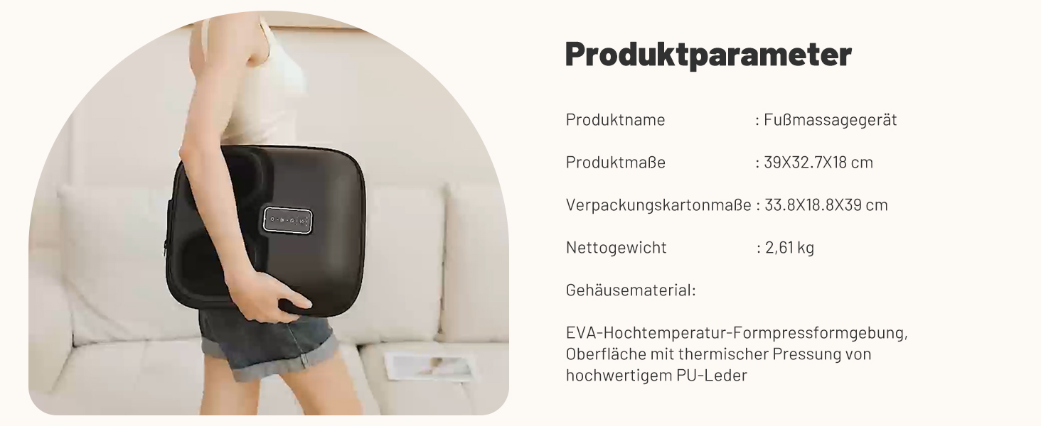 Масажер для ніг BeSokar Shiatsu з пультом, 6D-кнесірування, ролики, повітряна компресія, 3 рівні інтенсивності, теплова терапія