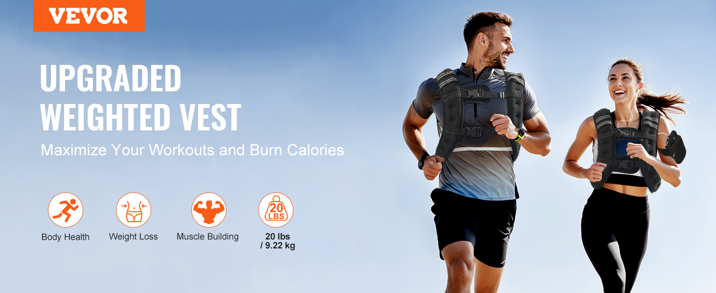 Вага для тренувань VEVOR 9.22 кг з світловідбиваючими смугами, регульованою пряжкою, для чоловіків та жінок, силові тренування, біг, джогінг, фітнес, схуднення