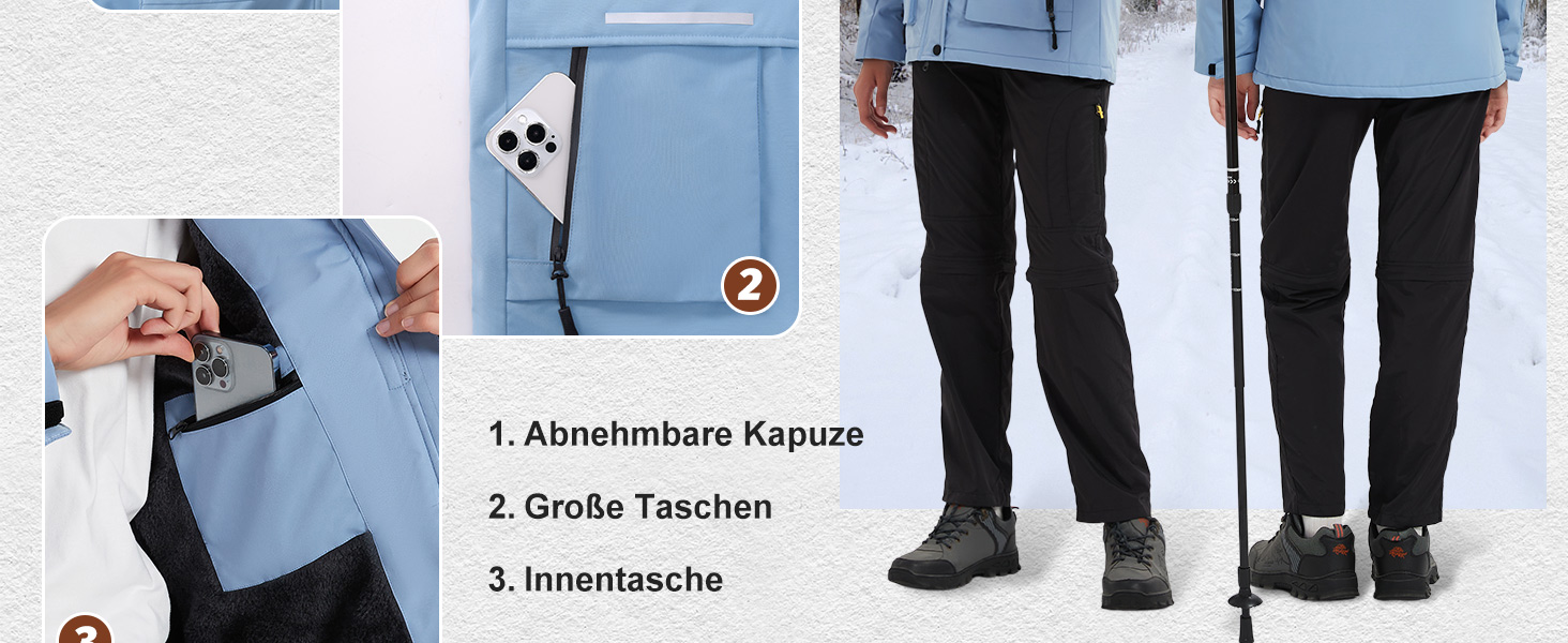 Водонепроникна зимова куртка Voqeen для жінок. Тепла флісова снігозахисна куртка для катання на лижах, вітронепроникна, дихаюча, з капюшоном. Розмір M, колір персиковий.