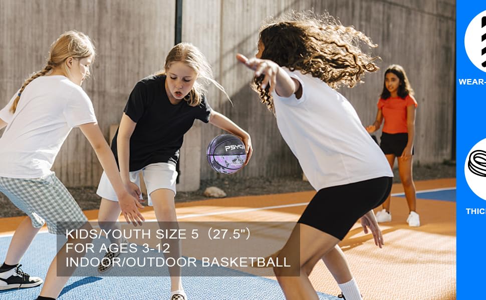 Баскетбольні м'ячі Wuzfully для дітей та дорослих, для гри в приміщенні та на вулиці, фіолетовий колір