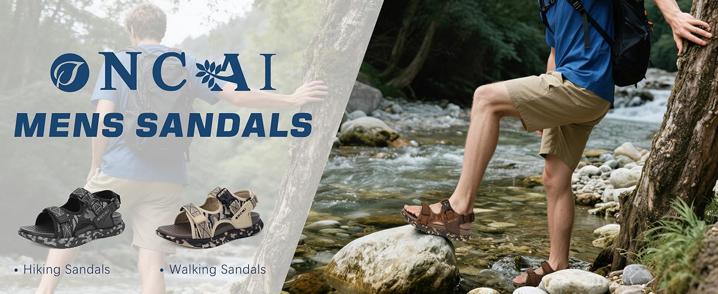 Чоловічі сандалі Oncaі Wandersandalen: ортопедичні трекінгові сандалі для відпочинку та спорту, блакитні, розмір 43 EU