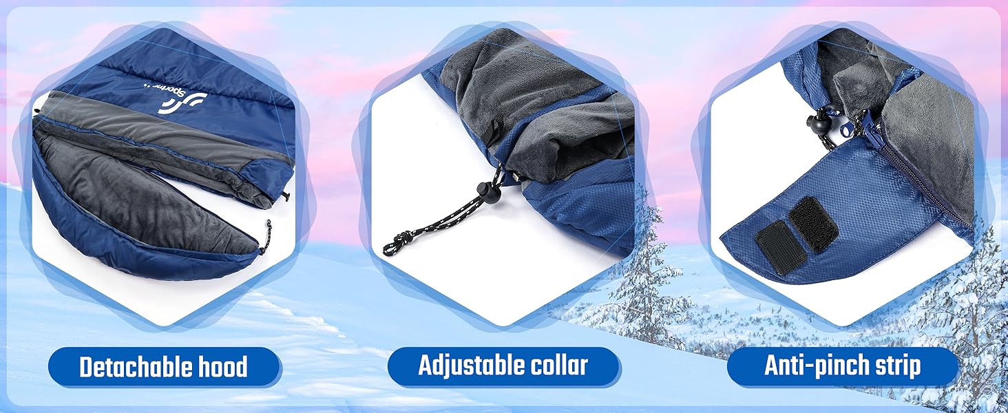 Сплячий мішок 0°C XXL 230 x 90 см. Знімний капюшон, м'яка підкладка для дорослих