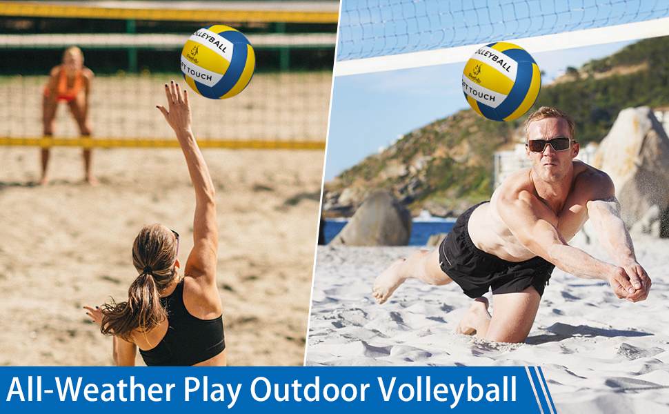 Волейбольні м'ячі Wuzfully Soft Touch для залу та пляжу, розмір 5, блакитно-жовті