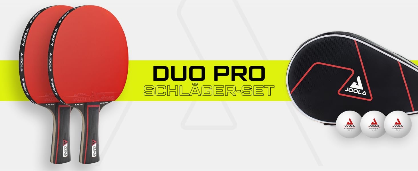 Набір для настільного тенісу JOOLA Duo PRO: 2 ракетки, 3 м'ячі, чохол, червоно-чорний, 6-елементний