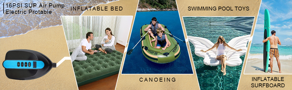 Електричний насос для SUP дошки Ruitx 16PSI, 12V, для SUP, човнів, наметів, синій