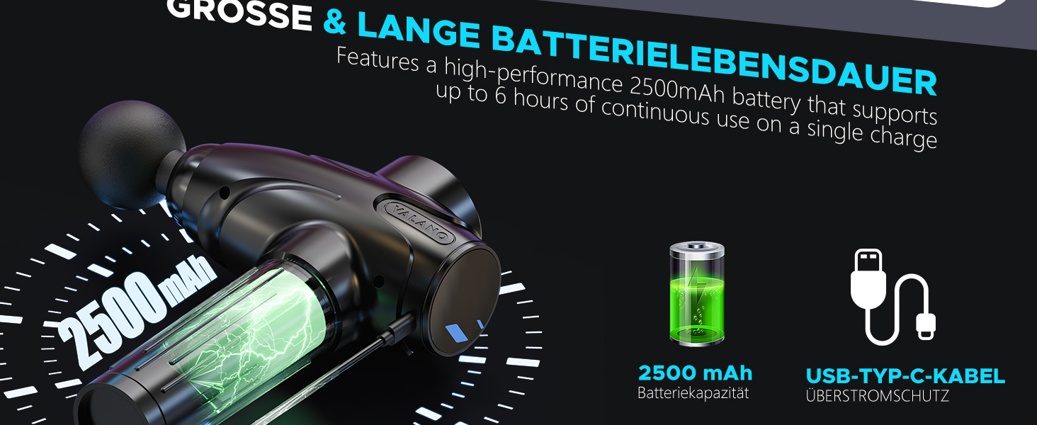 Масажер для м'язів: пістолет для масажу з 10 насадками, 30 швидкостей, для спорту та реабілітації