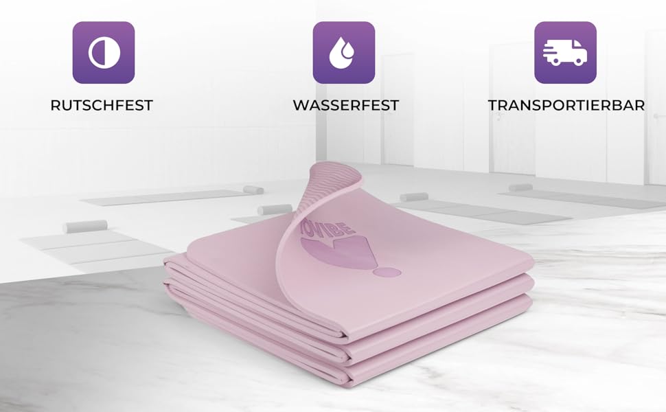 Килимок для йоги YoVibe® 183x60x0.6 см рожевий з TPE, антиковзкий, товстий + сумка та рушник для йоги