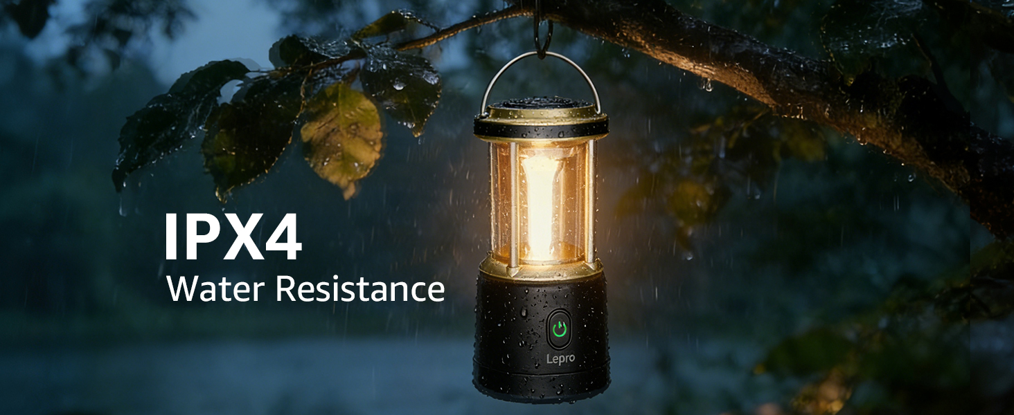 Ліхтар кемпінговий LED Lepro 2000 люмен, акумуляторний, водонепроникний IPX4, з Power Bank, для походу та надзвичайних ситуацій (Чорний)