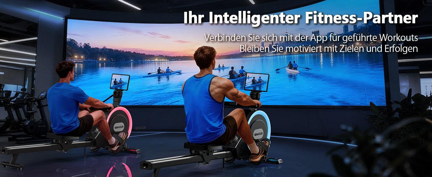 Гребний тренажер DMASUN для дому, [Нова модель 2026] з магнітною системою, покращені рейки подвійного ходу, тиха робота, 16/32 рівні опору, LCD-дисплей, до 160 кг, чорний