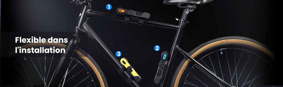 Замок для велосипеда складний 100см з ключами, висока безпека, з кріпленням, з легованої сталі, чорно-оранжевий