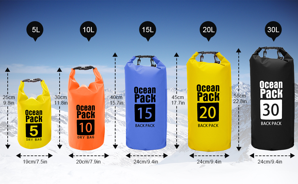 Водонепроникний мішок Dry Bag 30L з регульованим плечовим ременем. Ідеально для каякінгу, сплаву, туризму, кемпінгу та сноубордингу. Жовтий колір