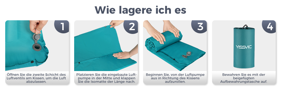 Надувна туристична матрац Yissvic Isomatte з самонадуванням, для кемпінгу, пікніків та подорожей, блакитна