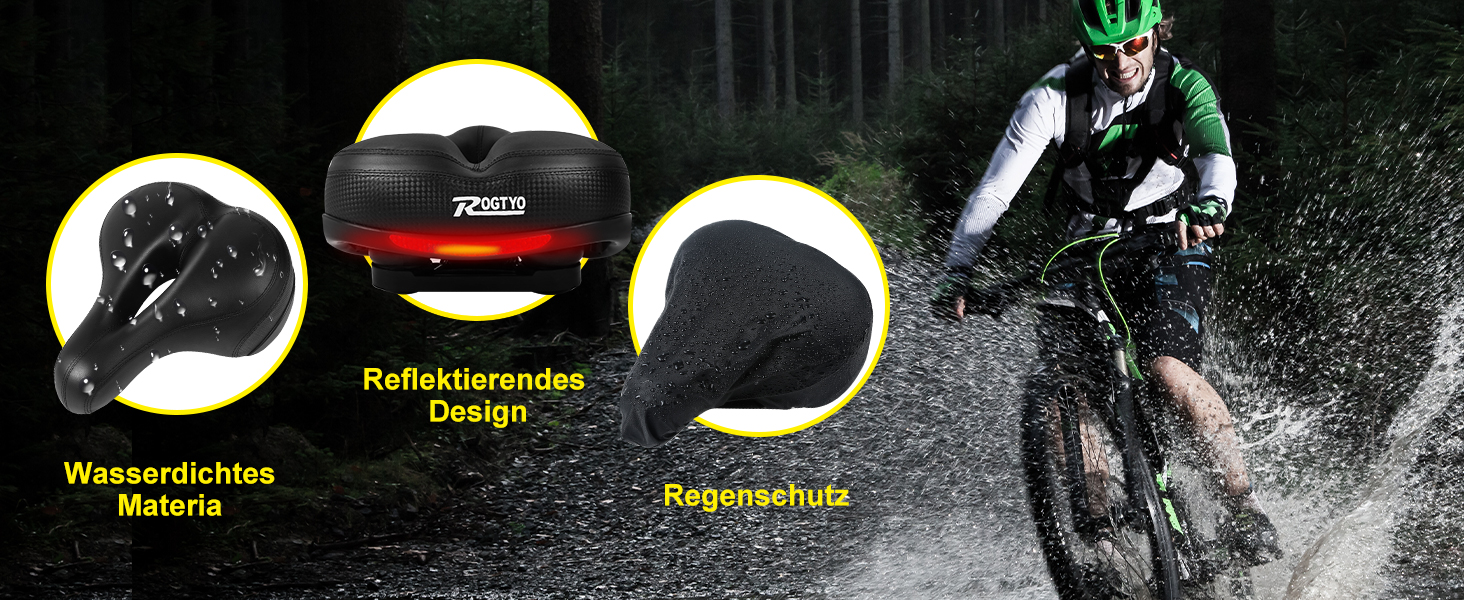 Велосипедне сідло з гелевим наповнювачем Pro 2.0: широке, м'яке, комфортне, дихаюче, з пам'яті ефектом, водонепроникне (чорне)