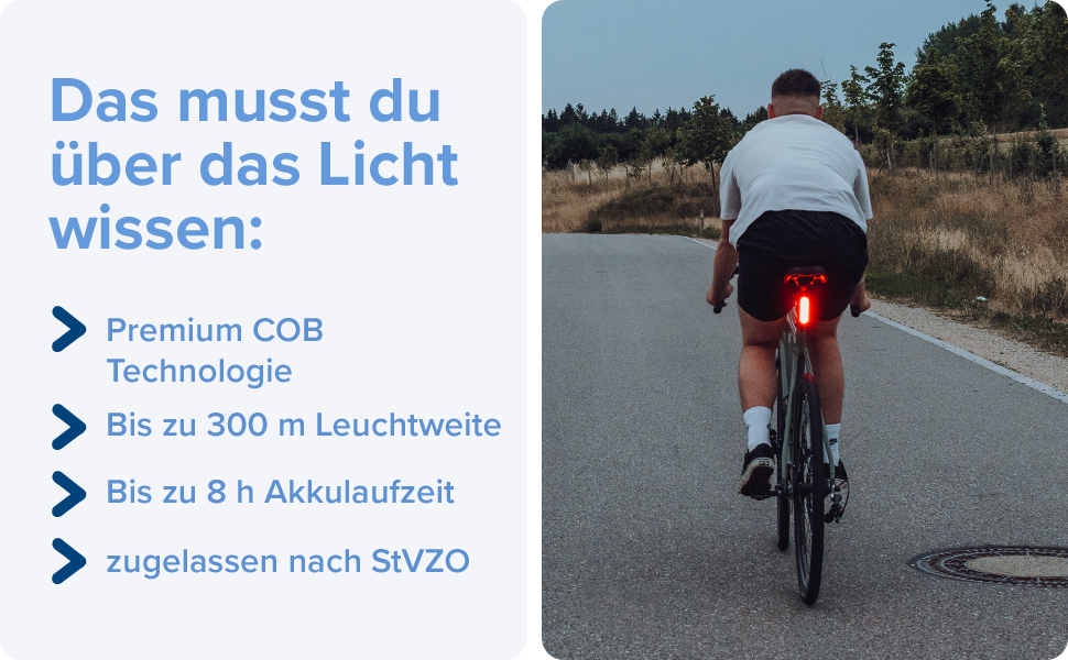 Велосипедне заднє світло Büchel LED, акумуляторне, сертифіковане StVZO, для велосипеда та електровелосипеда, з функцією показу гальмування