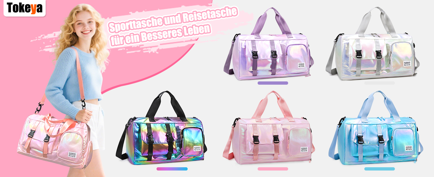 Спортивна сумка Tokeya для жінок: водонепроникна сумка для плавання, гімнастика, спортзал, подорожі (бежева)