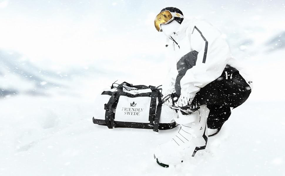 Водонепроникна спортивна сумка-рюкзак The Friendly Swede Sandhamn (60 л), біла — гермосумка для подорожей та спорту