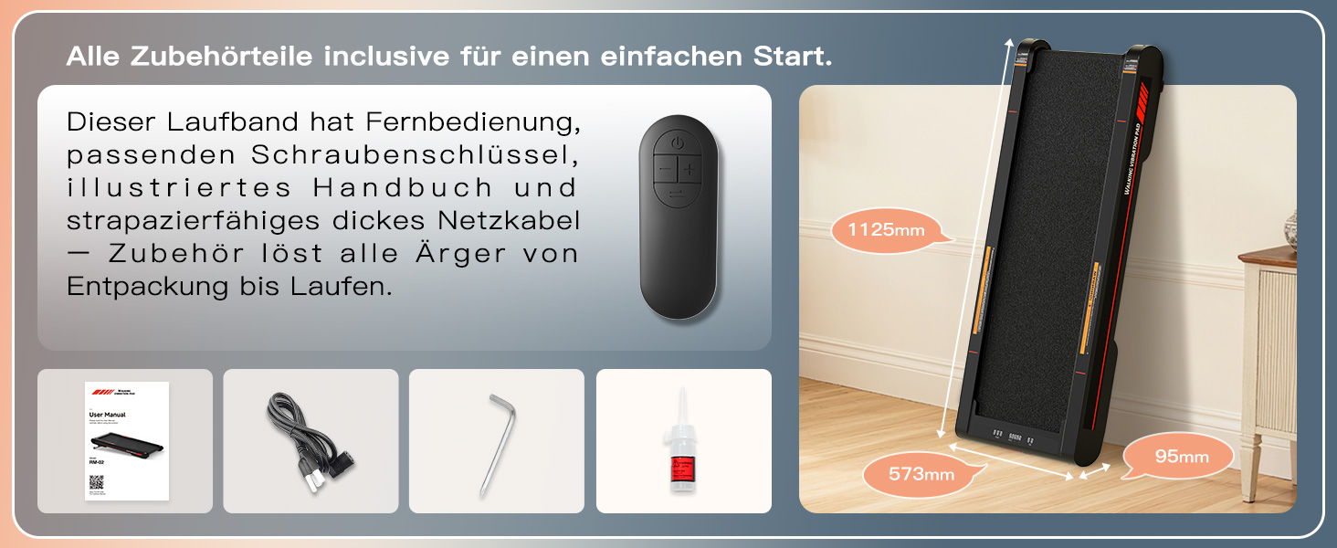 Ходувальний килимок Schwingungen з додатком, бігова доріжка для дому 6 км/год, ходувальний килимок для офісу та дому з пультом дистанційного керування (сірий)