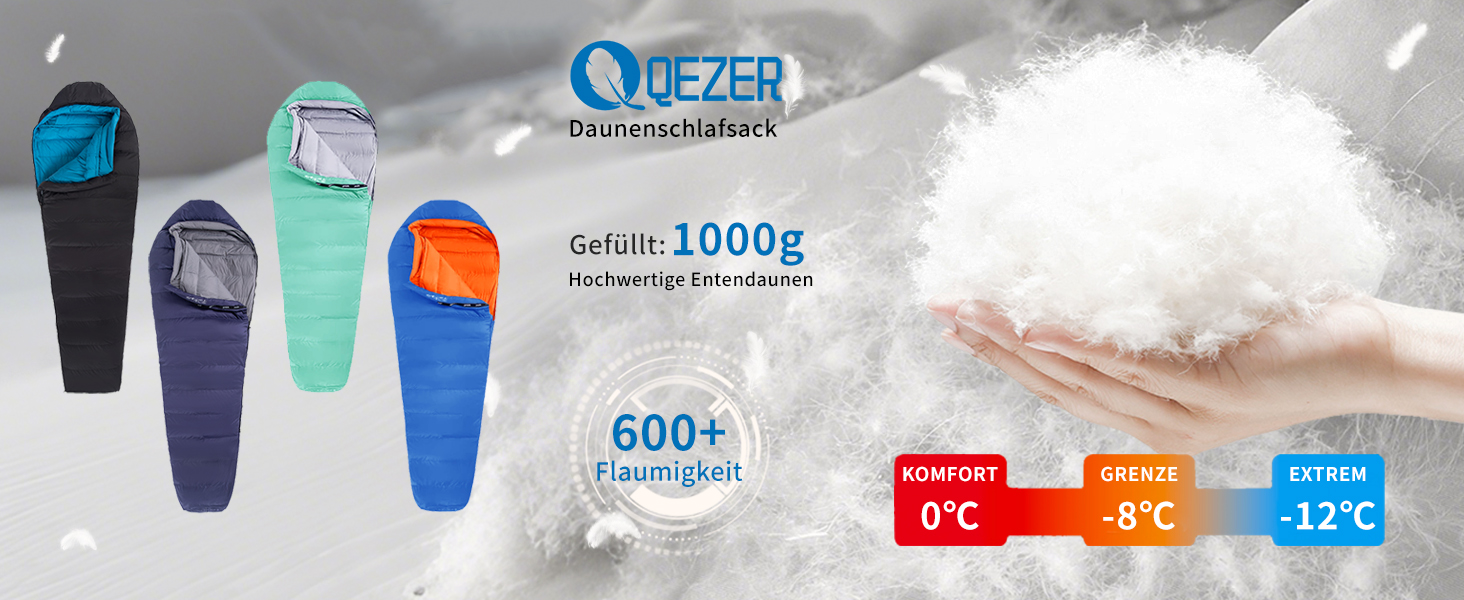 Спальний мішок зимовий теплий легкий 0°C -23°C для дорослих та дітей, 4 сезони, кемпінг, відпочинок на природі, чорний