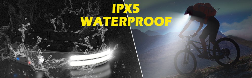 LED налобний ліхтар, 2 шт. з широким кутом огляду 230°, 6 режимів, датчик світла, водонепроникний, ідеально для бігу, риболовлі та інших активностей