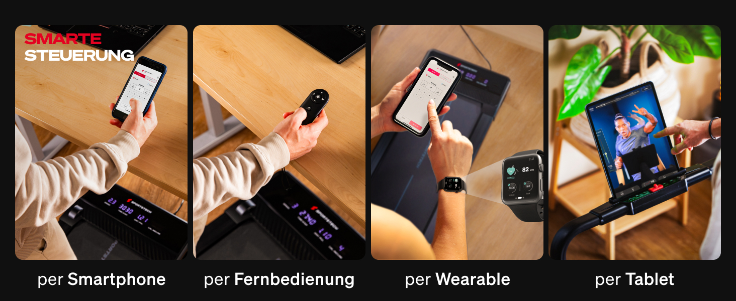 Sportstech Walking Pad: біговий килимок для дому та офісу з регулюванням нахилу до 19%, LED-дисплеєм, компактний та тихий, сумісний з додатком, швидкість до 12 км/год, sPad500/1000 sPad1000
