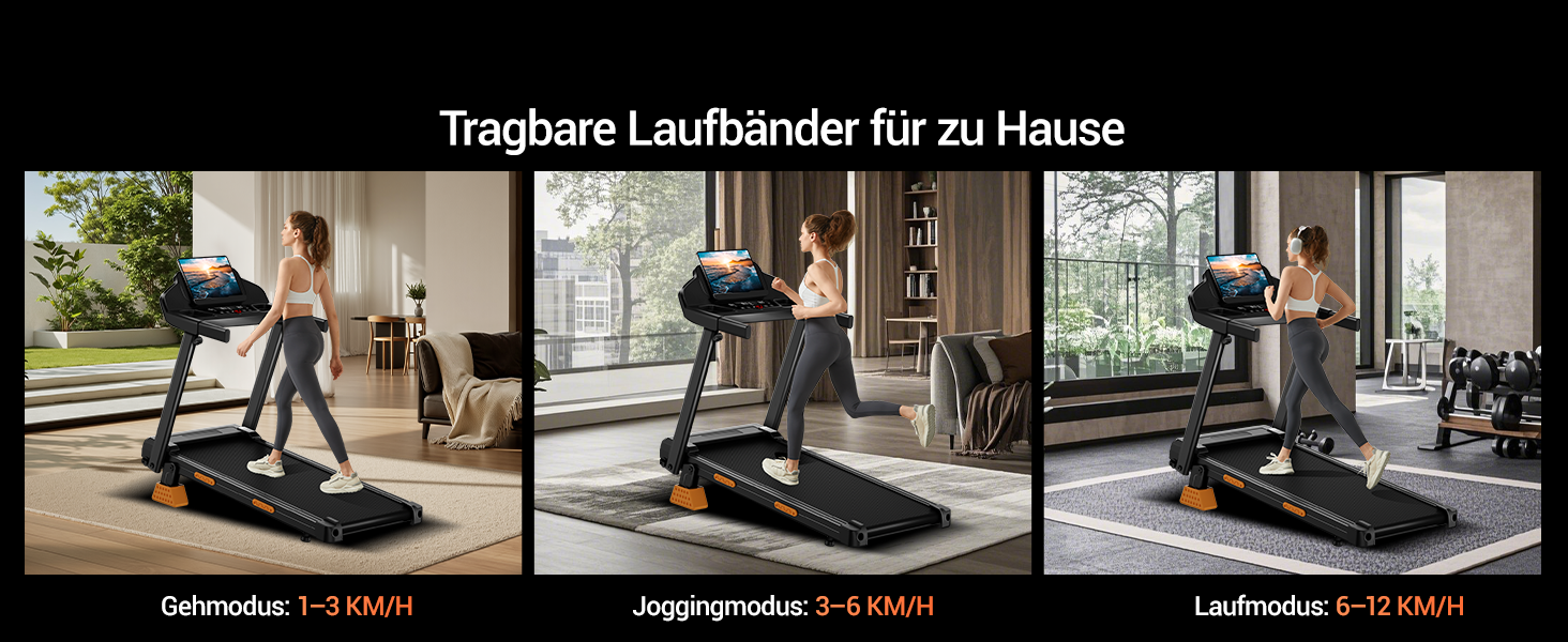 Біговий доріжка LONTEK для дому з нахилом 15%, швидкість 12 км/год, максимальне навантаження 136 кг, чорний