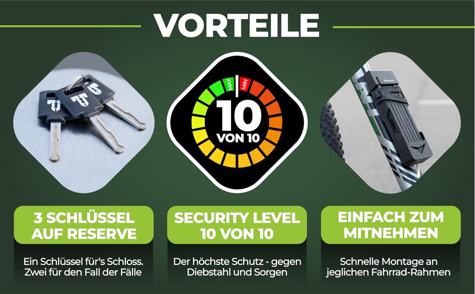 Замок для велосипеда: складний, антикрадійний [Оригінал]. Швидка та легка установка, нержавіюча сталь, рівень безпеки 10/10, 120 см