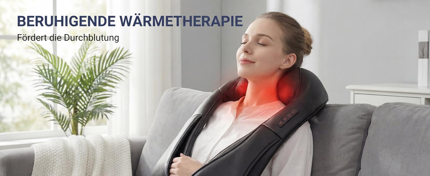 Масажер для шиї з підігрівом, 3D масаж для зняття болю в шиї, спині та попереку, Shiatsu масажер з 3 рівнями інтенсивності, подарунок для жінок та чоловіків