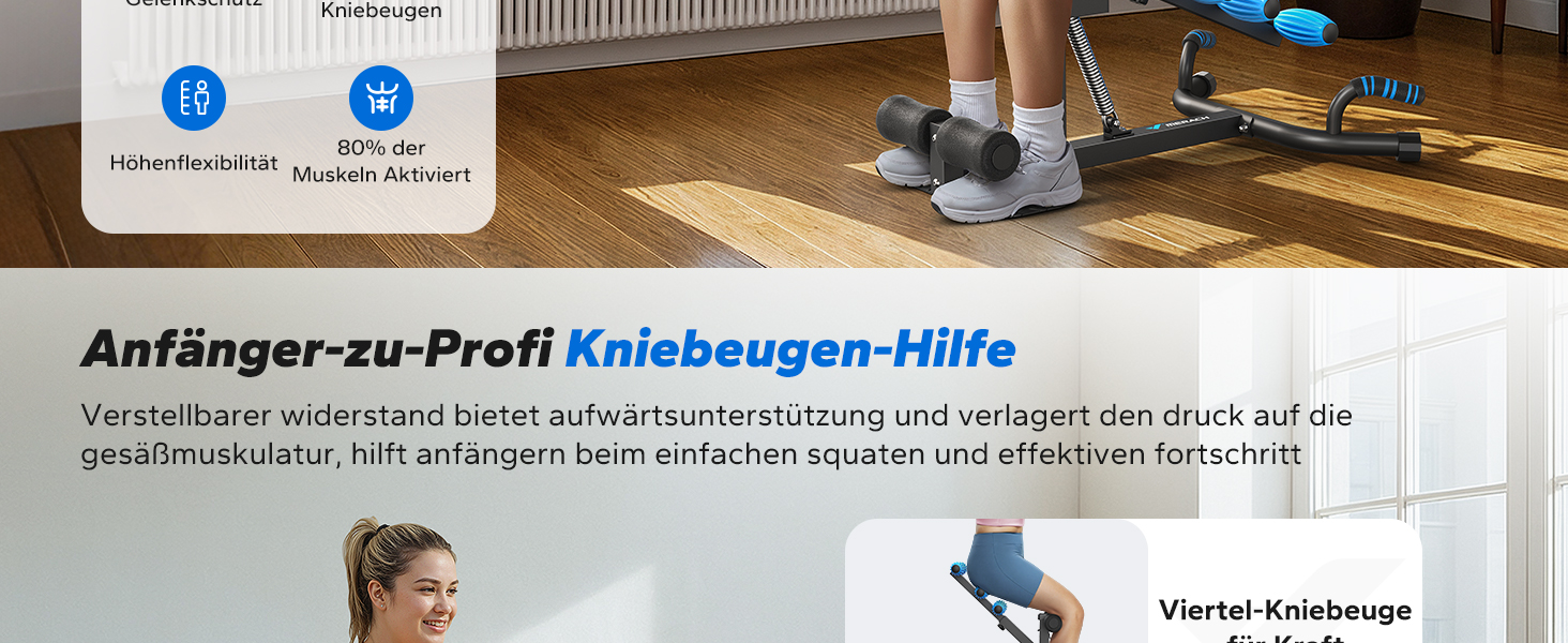 Машина для присідань MERACH з 3 рівнями опору, до 136 кг, для фітнесу, тренувань, реабілітації, чорна