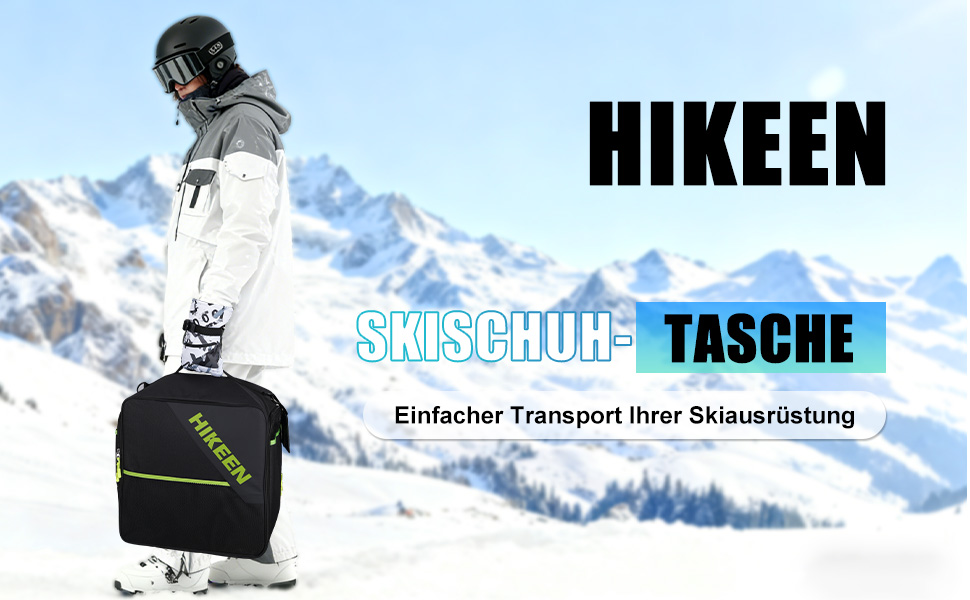 Чохол для лижних черевиків Hikeen з відділенням для шолома: містка сумка для лижних черевиків та шолома з вентиляцією, зручною конструкцією та EVA-вкладкою, з плечовими ременями, об'єм 40L