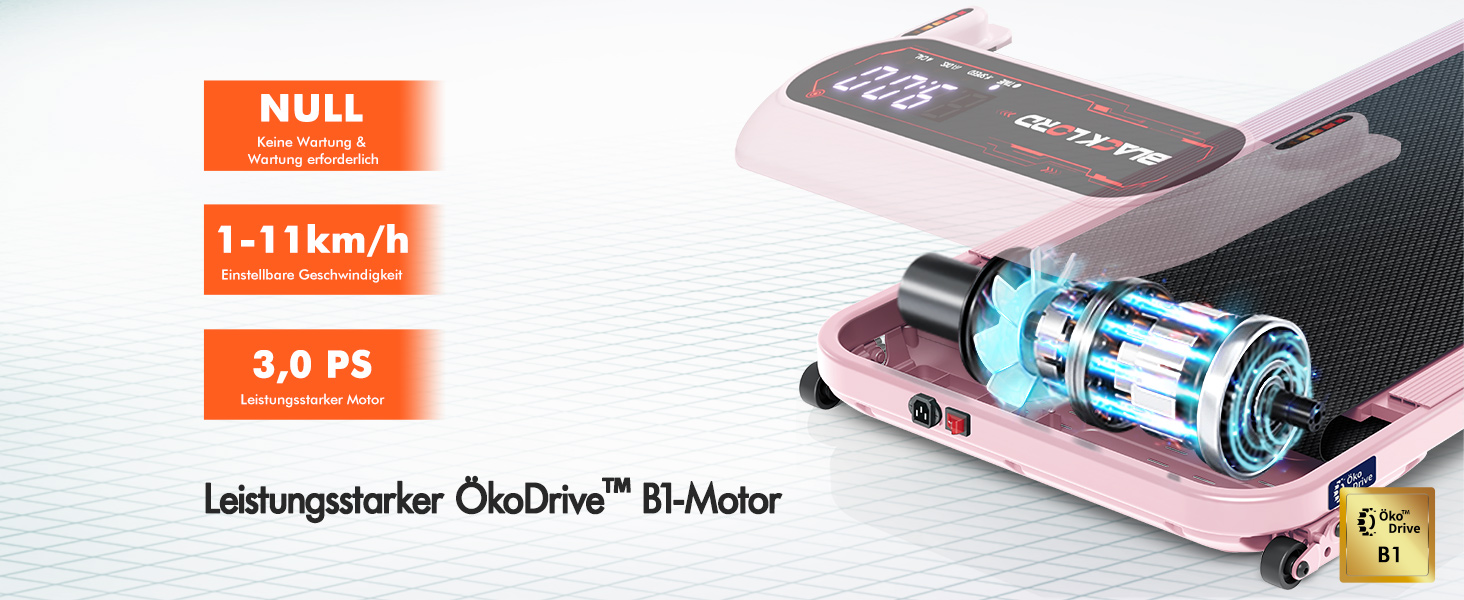 Біговий тренажер BLACK LORD X7 з мотором 3.0PS, Bluetooth, нахил 3 рівні, LED дисплей, пульт керування, рожевий