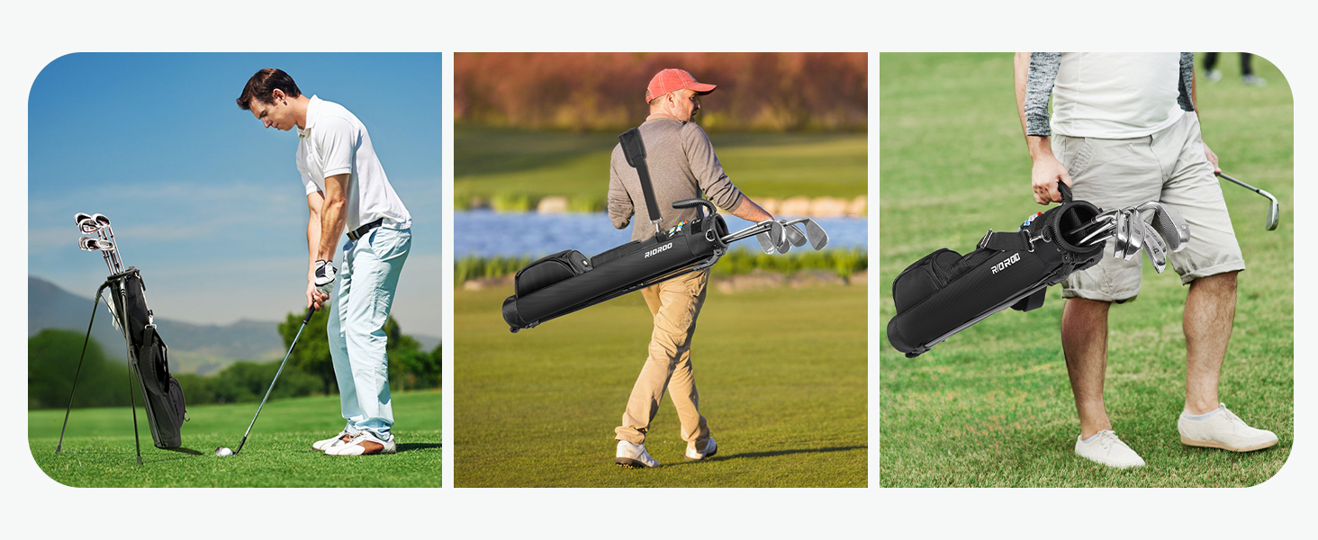 Сумка для гольфу на штативі, чорна A1 - легка, з 3 кишенями, 2-way divider