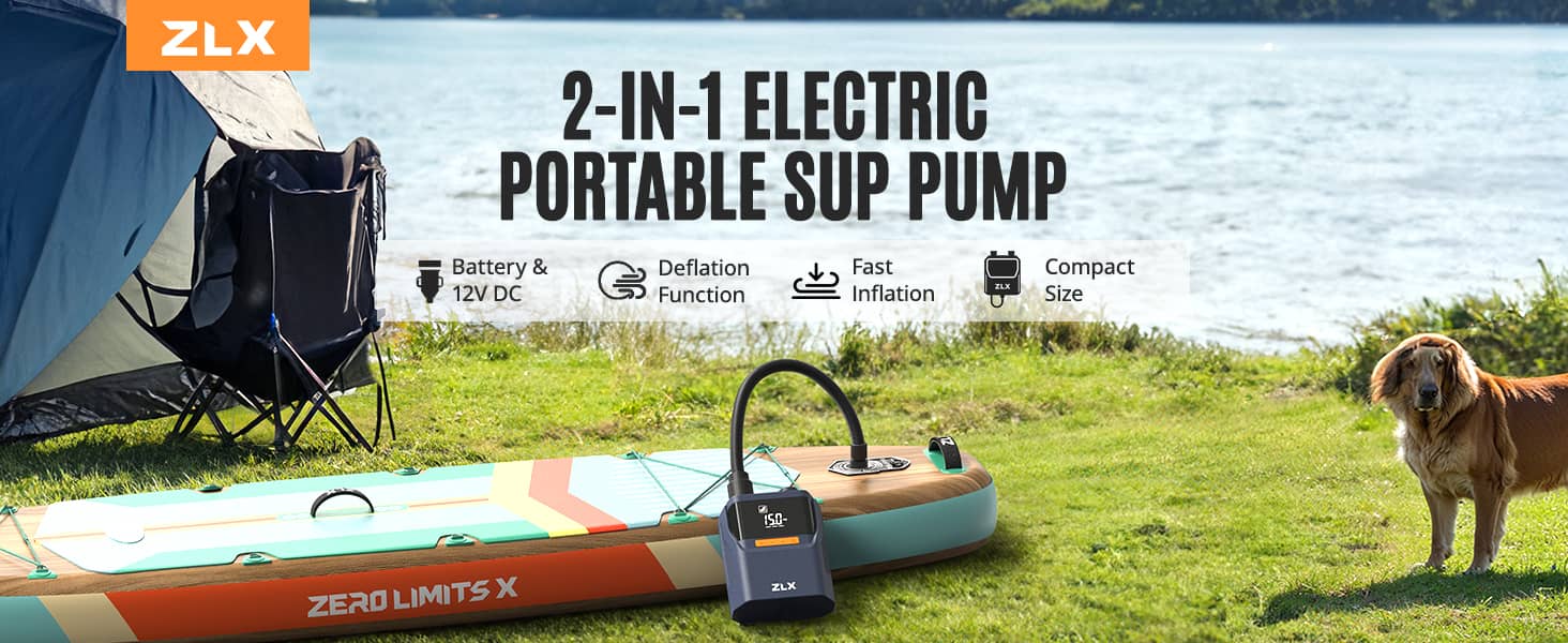 Електричний насос ZLX для SUP, каяків, човнів та наметів. Акумуляторний, 50 PSI