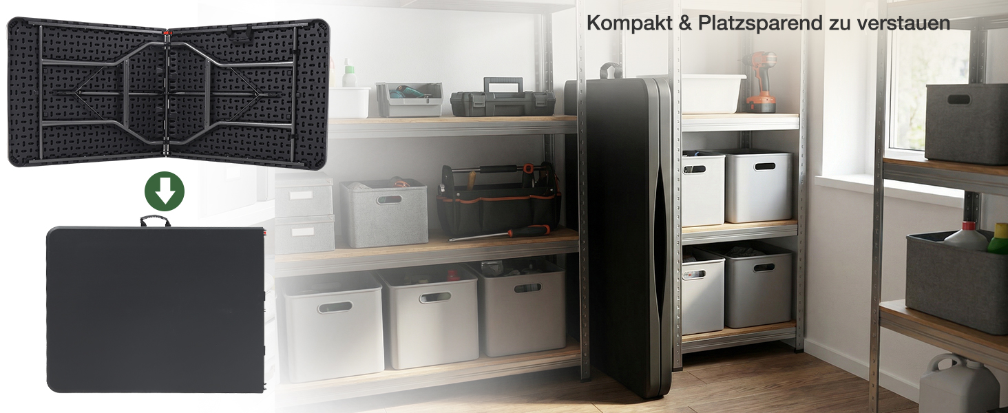 Складний стіл Sekey Buffettisch 152x70 см для кемпінгу, саду, тераси, балкону – чорний, на 4 особи