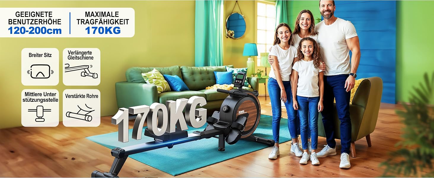 Рядок RM5 Magnetic: Гребний тренажер з магнітним навантаженням, Bluetooth, до 170 кг