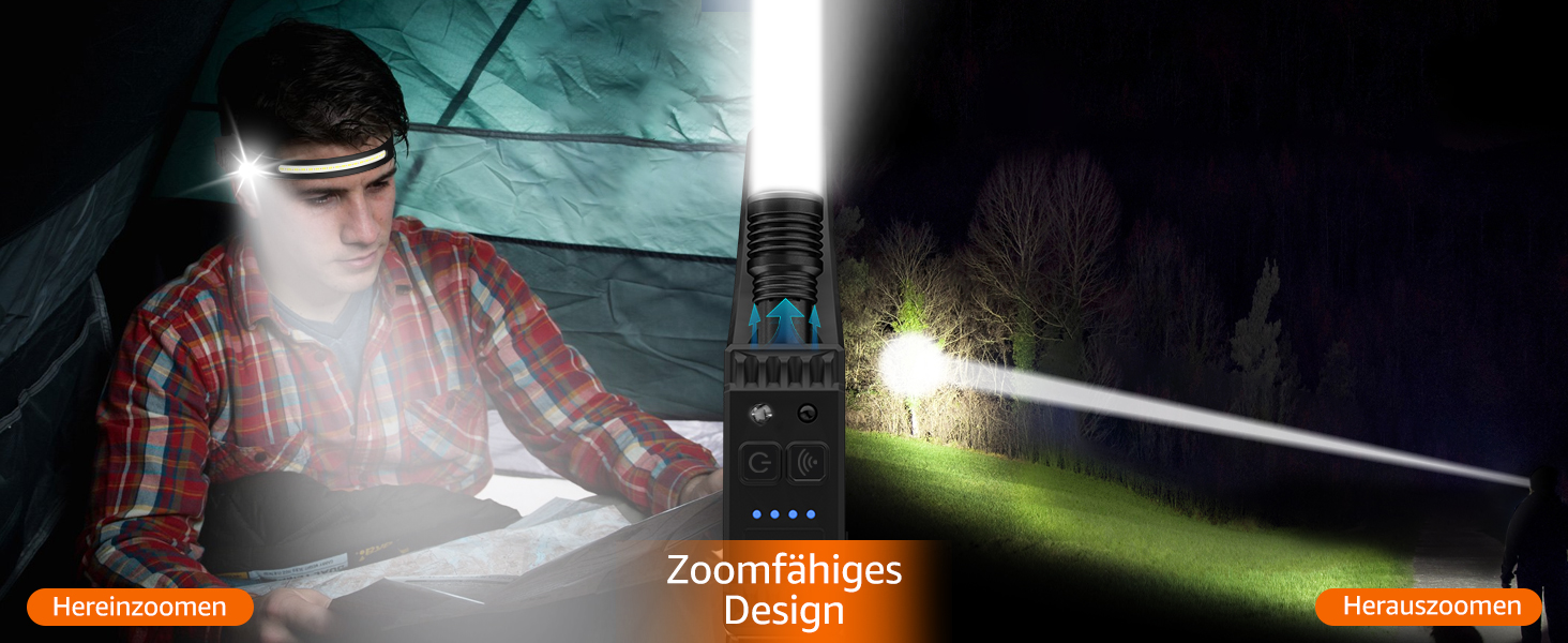 LED налобний ліхтар з акумулятором, надпотужний промінь 230°, регульований фокус, 30 годин роботи, 7 режимів з датчиком руху, водонепроникний, легкий, для бігу, кемпінгу, риболовлі (2 шт.)