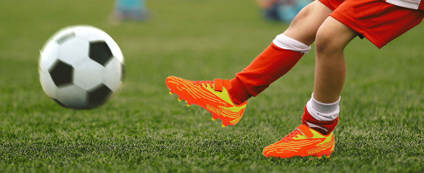 Дитячі футбольні бутси JABASIC для твердого поля, шипові, для хлопчиків та дівчаток, 30 EU, помаранчево-лаймовий колір