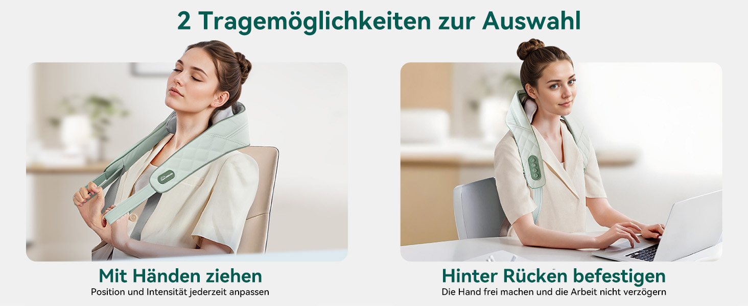 Масажер для шиї Snailax 4D з підігрівом та Shiatsu, електричний масажер для шиї, плечей та спини, зелений