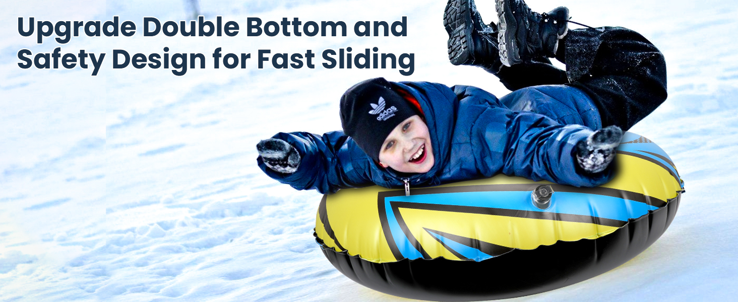 Надувний сніговий тюб зі стропом, 47-49-68 дюймів. Міцний корпус, морозостійкий матеріал. Для зимових розваг дітей та дорослих